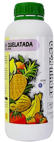 Potasa quelatada al 50% SEPHU-K/50 Es un Fertilizante de Potasio Quelatado Líquido con EDTA y Nitrógeno, Nutriente Agrícola para Olivos, Frutales y todo tipo de Cultivos. (1 Litro)