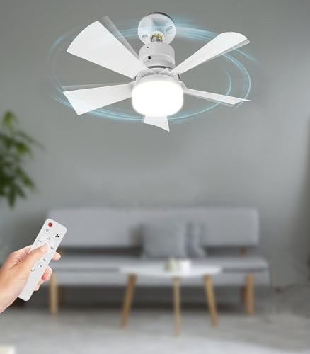 Ceiling Fans with Lights and Remote, 40W Small LED Ceiling Fan 2H/4H Timer, Dimmable, E27 Bulb Fixture, Upgrade Your Comfort with Quiet 3 Speed Fan Lights - Perfect for Bedroom Living Room, 0.55kg