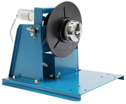 Schweißdrehtisch Drehtisch 10W Schweißpositionierer Rollbar Rundtisch 10U/Min Drehschweißen 0–90° Neigungswinkel Dreibackenfutter zum Schneiden, Schleifen, Montieren