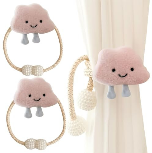 NHQZ Vorhänge Raffhalter, Gardinenclips Cartoon Wolken Vorhang-Clips, Wolken Vorhanghalter, Gardinen Haken Ringe Wolken für Kinderzimmer Dekoration, 2 Stück