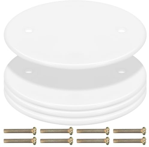 SHINEOFI 4 Stück 4 3 Zoll Weiße Decken-Blindabdeckung Runde Deckenabdeckplatte Kunststoff-Wandplatte Für Elektrokästen Mit Schrauben Für Runde/Achteckige Kastenöffnungen An Decken Oder