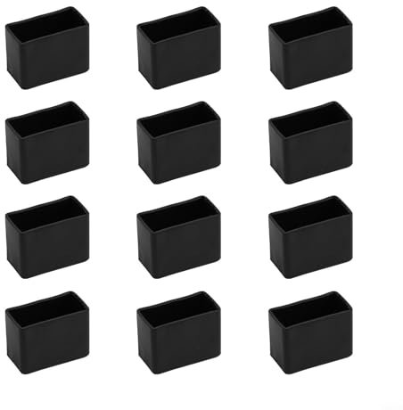 12 protectores de patas de goma para patas de muebles, cubierta de mesa, cubierta de suelo, prevención de ruido, rectangular, PVC negro (15 x 30 mm)