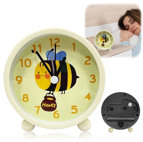 YeahBoom Kinderwecker für Schulanfänger,Kinder Lernwecker,Kinderwecker Mädchen Ohne Ticken,Wecker Kinder mit Nachtlicht,Einhorn Wecker,Batteriebetriebene Weckuhr für Mädchen Jungen