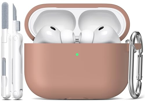 R-fun für AirPods Pro 3 Hülle (2025) Weiche Silikon -Milchtee | Kompatibel mit Apple AirPods Pro 3. Generation, Reinigungsset & Schlüsselanhänger inklusive, Unisex, Umfassender Schutz