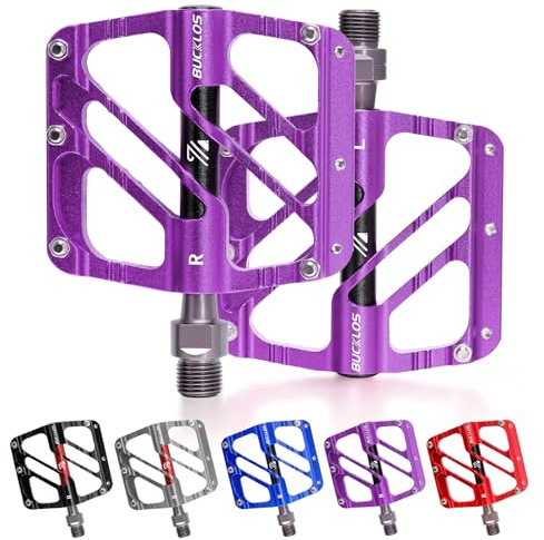 AEYINO Aluminium MTB Plattform Pedale - 9/16 CNC | CNC Aluminium, Anti-Rutsch Pins, gedichtete Lager, Sicherheits-Reflektoren, 9/16 Universalachse für MTB, E-Bike & Rennrad