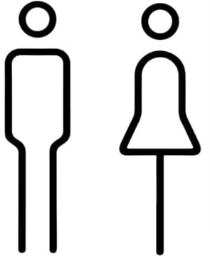 Modernes WC Schild Selbstklebend,Toilettenschild für Männer und Frauen, Selbstklebendes Türschild für Badezimmer, Hotel, Restaurant, Café, Büro & Öffentliche Bereiche (Schwarz)