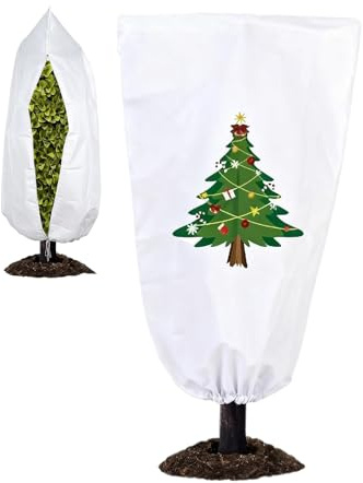 xowwyue Para Plantas - Cierre De Cremallera Escudo Solar Transpirable,Cubierta con Tema Navideño para Plantas en Heladas Invernales,para Rosa Arbusto Vegetal Árbol Cultivo Césped Jardín