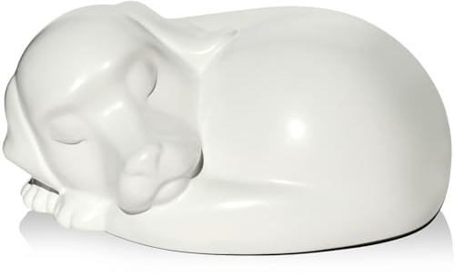 Urne pour Chien, Urne Funéraire et Souvenir pour Petit Animal de Compagnie | Boîte en Forme de Chien Endormi pour Garder les Cendres, Mesurant 20 x 17 x 8 cm, sa capacité est d'environ 1 L, En résine