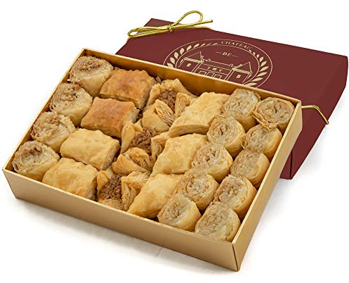 Chateau de Mediterranean Baklava Selection - 300 g | Contains Approx 24 Pieces | Delicious Filo Pastry Filled with Assorted Nuts | Traditional Recipe | Beautiful Presentation Gift Box | Great to Share