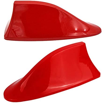 A56C Haifisch-Antenne Auto – Hochglanz Rot, Universal Shark Dachantenne mit Verstärker, Hochwertiger AM & FM Radioempfang, ABS-Material