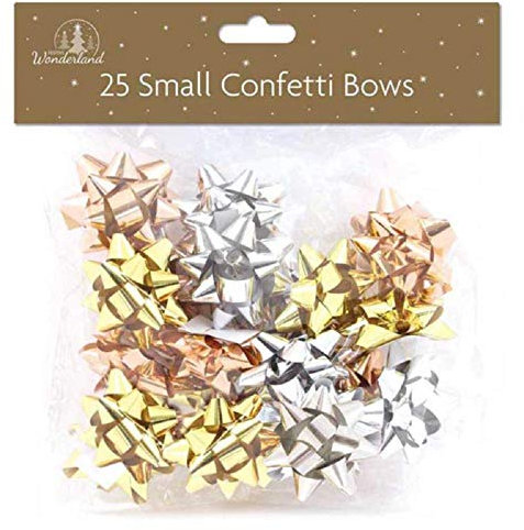 Tallon Christmas Bows, Silver, Rose Gold, 3cm