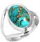 Jeweloporium Kupferblau Türkis 925 Sterling Silber Ringe für Damen mit Stein Handgefertigt Silber Ringe Größe 61(19.4) Geburtstag Geschenk Cocktail Schmuck