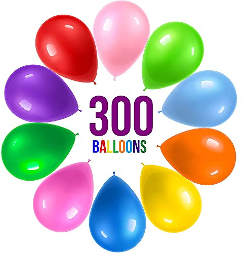 PREXTEX 300Pcs Rainbow Balloons, Multicolor Birthday Pack, 30cm Latex Pastel for Kids, Wedding, Anniversaries & Party Decoration (300pc)