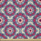 ABAKUHAUS Mandala Stoff als Meterware, Asiatische runde Zahlen, Microfaser Stoff für Kunsthandwerke und Dekoration, 5M (230x500cm), Magenta Beige Blau