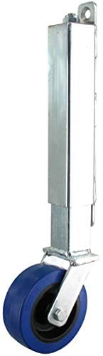Rollentechnik gefederte Torrolle Torlaufrolle Stützrad Federrolle für Schwenktor Weidetor Hoftor Gartentor | Rad Elastic-Gummi Rollastic® Ø100x36 | Bauhöhe 400mm | Tragfähigkeit 70 kg