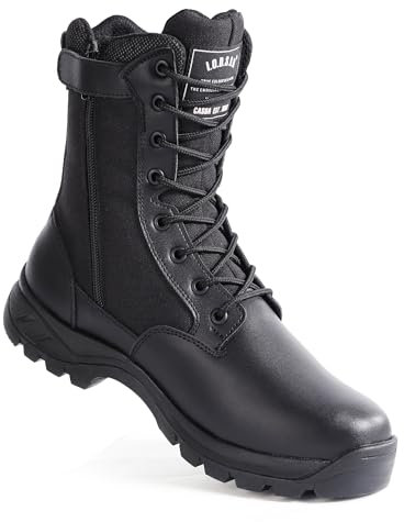IODSON 8 Durchstichfeste Kampfstiefel Leicht Militär Stiefel Schwarz Springerstiefel Motorradstiefel Einsatzstiefel Herren&Damen mit seitlichen YKK-Reißverschlüssen Schwarz 40
