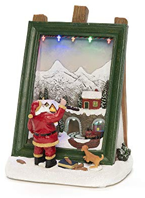 Konstsmide LED Szenerie Malender Weihnachtsmann, mit Animation, wählbare Energiefunktion, 8 klassische Weihnachtslieder, 8 bunten Dioden, 4.5V Innentrafo/batteriebetrieben, schwarzes Kabel - 4221-000