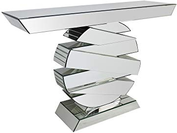 SalesFever Konsolentisch Lexi | Flurtisch aus MDF Holz | Oberflächen verspiegelt aus Glas | Beistelltisch rechteckig | Silber-farbig | Futuristisches Design