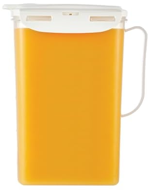 LocknLock Aqua Fridge Door Water Jug with Handle BPA Free Plastic Pitcher with Flip Top Lid Perfect for Making Teas and Juices, 2 Quarts, Ivory