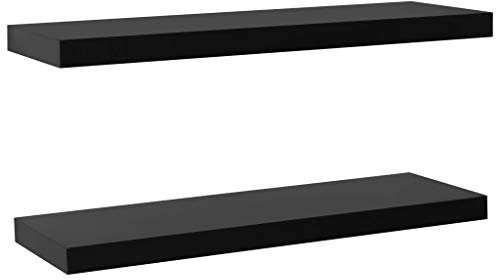 vidaXL 2X Schweberegal Freischwebend Wandboard Wandregal Hängeregal Bücherregal Regalbrett CD DVD Regal Deko Schwarz 100x20x3,8cm MDF