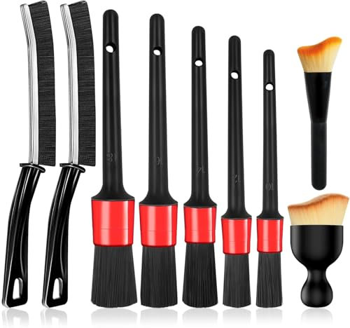 Sunshine smile 9 Stück Auto Reinigungspinsel Detailing Pinsel Auto Innenraum Reiniger Bürste Set Auto-Fugenreinigungsbürste Staubpinsel Auto Detailing Bürsten für Autopflege Innenraum und Außenraum