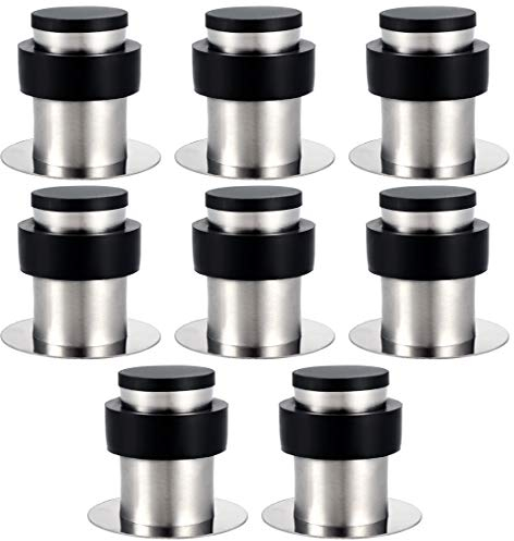 8er Selbstklebender Türstopper, Türstopper zum Schrauben - Montage am Boden oder an der Wand - Edelstahl Gummi Wandtürstopper inkl. Befestigungsmaterial