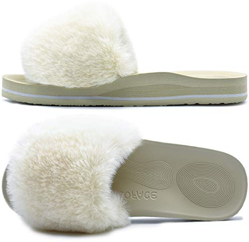 COFACE Zapatillas de Estar Mujer Invierno Zapatos de Casa Antideslizante Planos Verano Sandalias Cálidos Cómodos Invierno Felpa Pantuflas de Casa