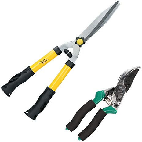 2pc Heavy Duty Pruning Shears + Hedge Shears Gardening Set Cutters Trimmers