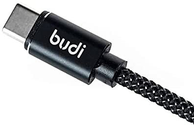 Budi - Cable trenzado de aluminio reversible (3 m, PD, 65 W, USB tipo C a tipo-C)