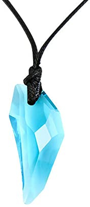 BlackAmazement Anhänger mit Kette Wolfszahn blau schwarz Damen Herren (Hellblau)