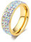 Banemi Retro Ring Damen, Stainless Steel Ring Zirkon Eingelegt Geburtstagsgeschenke Ringe Größe 54 (17.2)