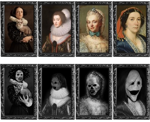 OEDOC Halloween-Dekorationen, 3D-Wechselgesicht, Ausdruck, beweglicher Portrait-Bilderrahmen für Horror-Party-Dekorationen, Schloss, Haus, Heimdekoration (StyleB), 4 Stück