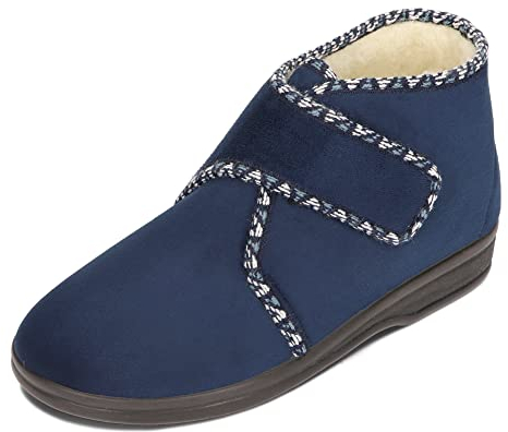 BAWAL Damen Warme Hausschuhe Winterschuhe Velours Gefüttert mit Wolle Klettverschluss 36 37 38 39 40 41 EU (Marineblau, EU Schuhgrößensystem, Erwachsene, Numerisch, M, 39)