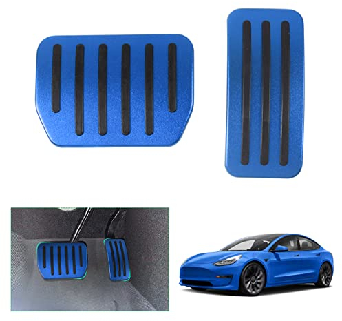 GAFAT Tesla Model Y Juniper 2025 2026/ Model 3 2022-2025 2026 Pedale für Gas und Brems, Model 3 Highland Pedalkappen Abdeckung Pedale Abdeckplatte Fußrasten, Tesla Model Y 2025 Zubehör (Blau)