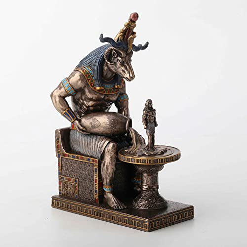 Veronese Design Khnum Ägyptischer Gott der Fortpflanzung, Heimdekoration, Kunstharz, Bronze-Finish
