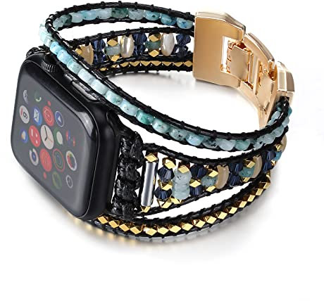 CHARMINGO Correa de bohemia compatible con Apple Watch Band Pulsera de cuentas para mujeres y hombres 42mm/44mm/45mm/49mm, correa multicapa para Apple Watch Band Series 9 8 7 6 5 4 3 2 1 SE Ultra &2