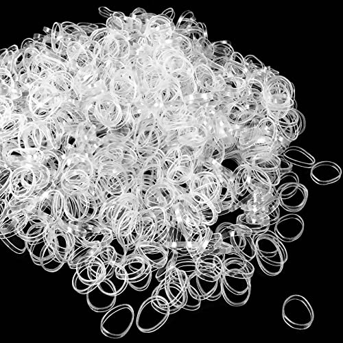 Qufiiry 1100 Pcs Clear Elastic Hair Bands, Mini Hair Rubber Bands, Girls & Women Small Hair Bands, Elastic Hair Ties to Beautify Your Hair, Clear Rubber Bands for Hair Braiding, Wedding Hairstyle