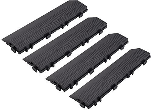 Design House Straight Edge Trim for Square Deck Tiles, Covers 6 Square Feet, Ebony, 4-Pack