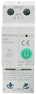 aixi-SHS Tuya ZigBee Smart Switch Disjoncteur Set Timer Power Meter Energy Monitor 2P 63A Din Rail Mount Compatible avec Alexa Google Home