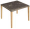 tectake Alu Rattantisch mit Tischplatte in Marmoroptik, quadratischer Gartentisch, 93,5 x 93,5 x 75 cm, Tischbeine aus Holz, Balkontisch mit Aluminiumgestell, wetterfest und UV-beständig (Natur)
