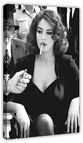 Monica Bellucci Leinwand-Poster, Wandkunst, Dekoration, Bild, Gemälde für Wohnzimmer, Schlafzimmer, Dekoration, Rahmen-Stil, 30 x 45 cm