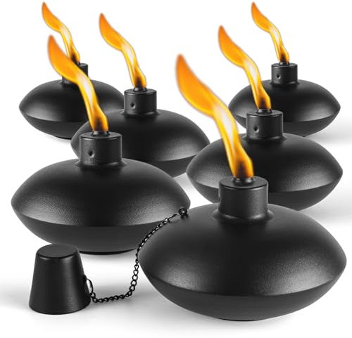 ZSZMFH 6 Pack Metal Table Top Torches,18 oz Citronella Torches for Outside， Refillable Citronella Flame Light Torch with Wicks and Covers, Landscape Lanterns Torches for Party, Garden Decor，DIY