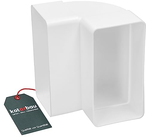 KOTARBAU® Raccord de déviation 120 mm x 60 mm - Vertical - Rectangulaire - 90° - Canal plat - Rectangulaire - En plastique - Blanc - Raccord de conduit d'évacuation d'air