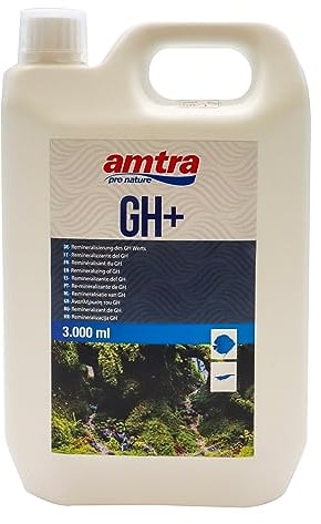 Amtra GH +, Integratore liquido di sali per reintegrare la durezza totale (dGH) dell’acqua d’acquario, per acquari di acqua dolce, 3000 ml