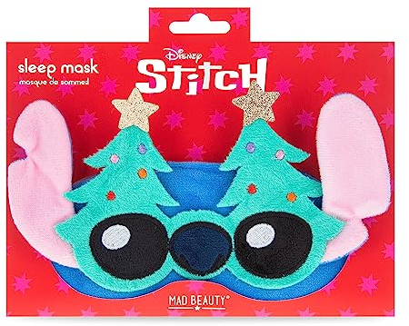 MAD BEAUTY Masque de sommeil Disney Stitch at Christmas doux, confortable, élastique, réglable, pour enfants et adultes, excellent cadeau