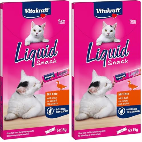 Vitakraft Liquid Snack Friandises Chat Au Canard, 6 x 15g (Lot de 2)