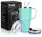 Livole 30oz 900ml Doppelwandig Thermobecher mit Strohhalm und Henkel, Edelstahl Isolierter Camping Becher mit Henkel, Griff, Kaffeebecher to go Thermo, Trinkbecher für Kaffee, Cocktail, Mintgrün