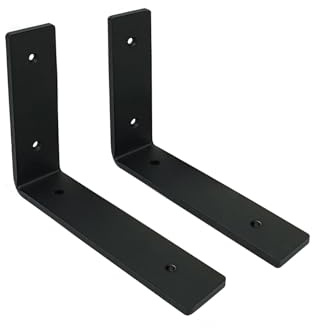MLOQI 2 stück Regalhalterung Schwarz Regalwinkel Schwerlast, Regalwinkel Schwarz Metall, Wandhalterung Winkel regal Regalträger 0,5 cm Dick 15 cm