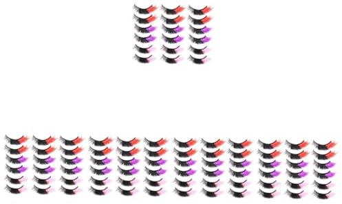 Housoutil 45 Paires Faux Cils Imitation cils 3d cils en fibre rouge pour les yeux cils russes blanc pour les yeux cils de couleur faux cils colorés duveteux renard