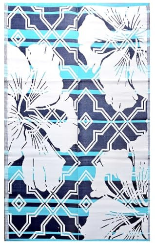 BalajeesUSA 7100 Outdoor-Teppich, wasserdicht, für Wohnmobil, Wohnmobil, Vorzelt, groß, Kunststoff, wendbar, Strand, Picknick, 1,8 x 2,9 m, Blau